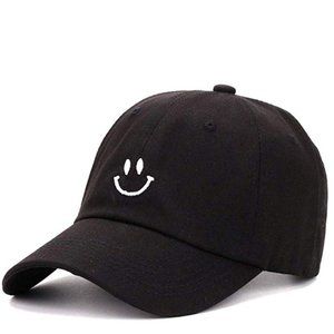 Black Embroidery "Smiley Face" Baseball Cap